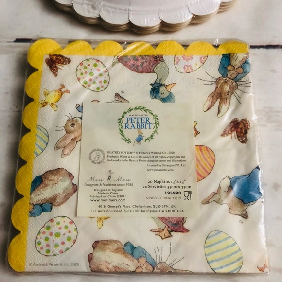 Beatrix Potter Peter Rabbit Set 20 NAPKINS & 12 PAPER PLATES EASTER New Sealed - Picture 4 of 5